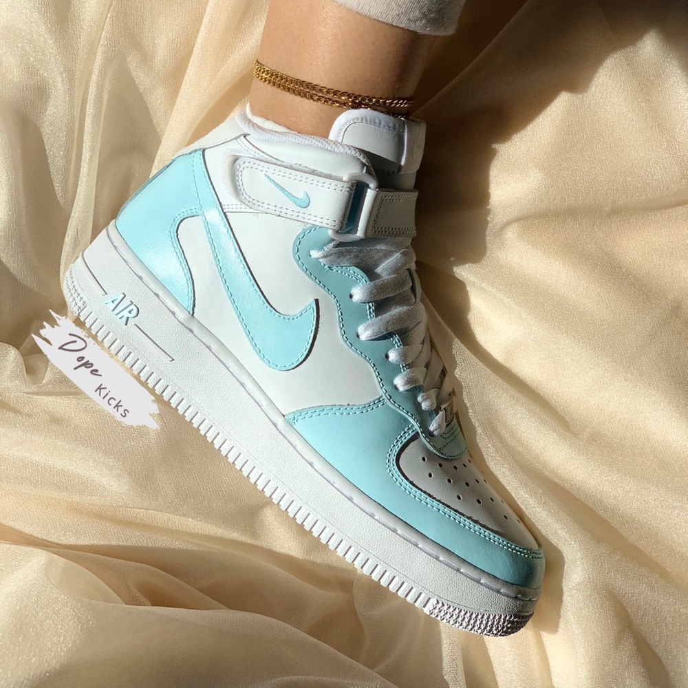 Custom Icy Light Blue Air Force Mids